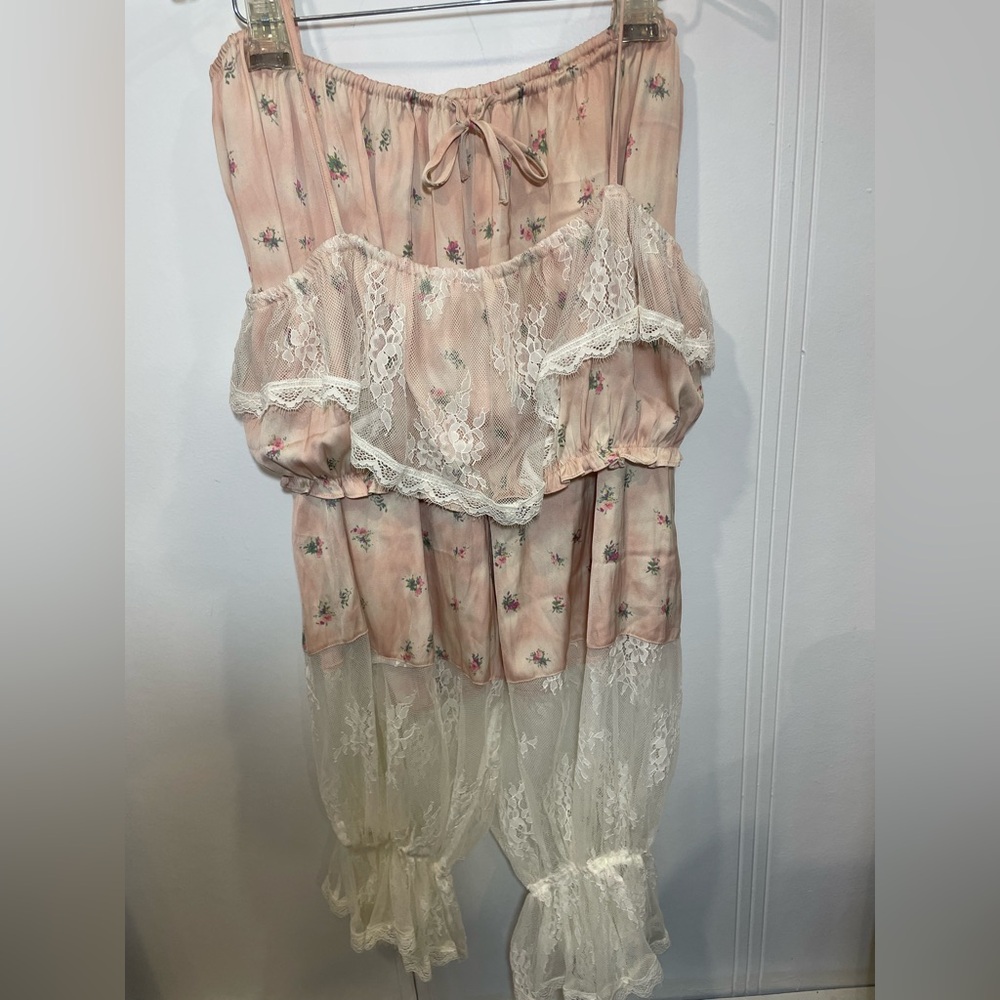 Floral Lace Ruffle Bloomer Pant and Crop Top Set